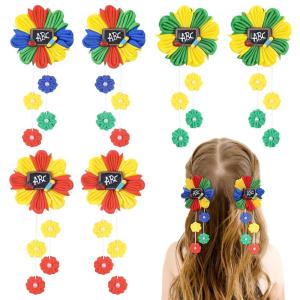 imageOAOLEER 6PCS Hair Bows for Girls Flower Hair Accessories for Girls Grosgrain Ribbon Bows With Alligator Clips Girl Hair Accessories for Kids Teen Back to School Flower BowsAFlower BowsBack to School