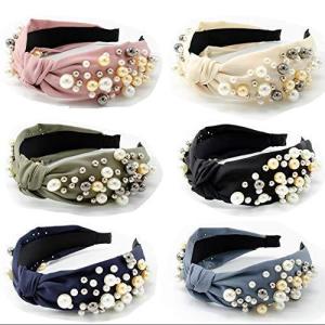 imageOaoleer 6Pack Pearl Headband With Wide knot for Women Girl