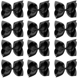 imageOaoleer 8PCS Hair Bows for Girls Navy Blue Grosgrain Ribbon Boutique Bow Alligator Clips Hair Accessories for Toddlers Little Girls Kids 8inch 6inch 45inch 3inch in Pair12PCS  Black