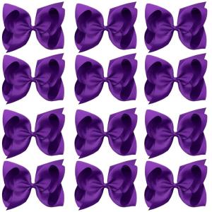 imageOaoleer 8PCS Hair Bows for Girls Navy Blue Grosgrain Ribbon Boutique Bow Alligator Clips Hair Accessories for Toddlers Little Girls Kids 8inch 6inch 45inch 3inch in Pair12PCS  Purple