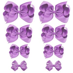 imageOaoleer 8PCS Hair Bows for Girls Navy Blue Grosgrain Ribbon Boutique Bow Alligator Clips Hair Accessories for Toddlers Little Girls Kids 8inch 6inch 45inch 3inch in Pair8PCS  Purple