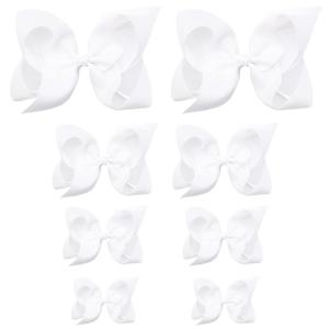 imageOaoleer 8PCS Hair Bows for Girls Navy Blue Grosgrain Ribbon Boutique Bow Alligator Clips Hair Accessories for Toddlers Little Girls Kids 8inch 6inch 45inch 3inch in Pair8PCS  White