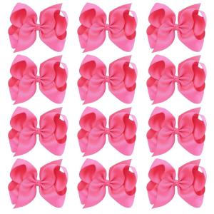 imageOaoleer 8PCS Hair Bows for Girls Navy Blue Grosgrain Ribbon Boutique Bow Alligator Clips Hair Accessories for Toddlers Little Girls Kids 8inch 6inch 45inch 3inch in Pair12PCS  Hot Pink
