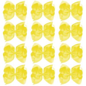 imageOaoleer 8PCS Hair Bows for Girls Navy Blue Grosgrain Ribbon Boutique Bow Alligator Clips Hair Accessories for Toddlers Little Girls Kids 8inch 6inch 45inch 3inch in Pair12PCS  Yellow