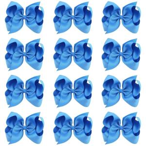 imageOaoleer 8PCS Hair Bows for Girls Navy Blue Grosgrain Ribbon Boutique Bow Alligator Clips Hair Accessories for Toddlers Little Girls Kids 8inch 6inch 45inch 3inch in Pair12PCS  Royal Bule