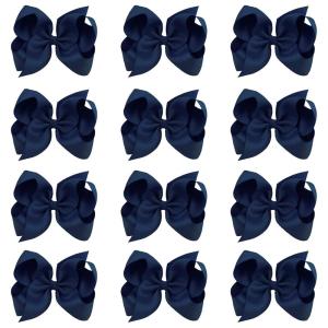 imageOaoleer 8PCS Hair Bows for Girls Navy Blue Grosgrain Ribbon Boutique Bow Alligator Clips Hair Accessories for Toddlers Little Girls Kids 8inch 6inch 45inch 3inch in Pair12PCS  Navy
