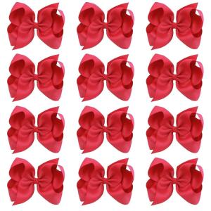 imageOaoleer 8PCS Hair Bows for Girls Navy Blue Grosgrain Ribbon Boutique Bow Alligator Clips Hair Accessories for Toddlers Little Girls Kids 8inch 6inch 45inch 3inch in Pair12PCS  Red