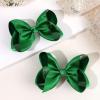 imageOAOLEER 2PCS 45inch Hair Bows for Girls Gold Sparkling Satin Alligator Clips Sparkling Ribbon Bow Hair Accessories for Girls Infants Toddlers Kids Teens Children GoldGreen