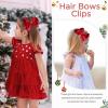 imageOAOLEER 2PCS 45inch Hair Bows for Girls Gold Sparkling Satin Alligator Clips Sparkling Ribbon Bow Hair Accessories for Girls Infants Toddlers Kids Teens Children GoldRed