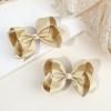 imageOAOLEER 2PCS 45inch Hair Bows for Girls Gold Sparkling Satin Alligator Clips Sparkling Ribbon Bow Hair Accessories for Girls Infants Toddlers Kids Teens Children GoldGold