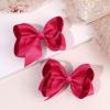 imageOAOLEER 2PCS 45inch Hair Bows for Girls Gold Sparkling Satin Alligator Clips Sparkling Ribbon Bow Hair Accessories for Girls Infants Toddlers Kids Teens Children GoldHot Pink
