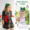 imageOAOLEER 2PCS 45inch Hair Bows for Girls Gold Sparkling Satin Alligator Clips Sparkling Ribbon Bow Hair Accessories for Girls Infants Toddlers Kids Teens Children GoldGreen