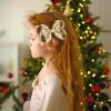 imageOAOLEER 2PCS 45inch Hair Bows for Girls Gold Sparkling Satin Alligator Clips Sparkling Ribbon Bow Hair Accessories for Girls Infants Toddlers Kids Teens Children GoldGold