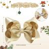 imageOAOLEER 2PCS 45inch Hair Bows for Girls Gold Sparkling Satin Alligator Clips Sparkling Ribbon Bow Hair Accessories for Girls Infants Toddlers Kids Teens Children GoldGold