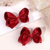 imageOAOLEER 2PCS 45inch Hair Bows for Girls Gold Sparkling Satin Alligator Clips Sparkling Ribbon Bow Hair Accessories for Girls Infants Toddlers Kids Teens Children GoldRed