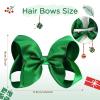 imageOAOLEER 2PCS 45inch Hair Bows for Girls Gold Sparkling Satin Alligator Clips Sparkling Ribbon Bow Hair Accessories for Girls Infants Toddlers Kids Teens Children GoldGreen