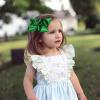 imageOAOLEER 2PCS 45inch Hair Bows for Girls Gold Sparkling Satin Alligator Clips Sparkling Ribbon Bow Hair Accessories for Girls Infants Toddlers Kids Teens Children GoldGreen