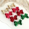 imageOAOLEER 2PCS 45inch Hair Bows for Girls Gold Sparkling Satin Alligator Clips Sparkling Ribbon Bow Hair Accessories for Girls Infants Toddlers Kids Teens Children GoldRed