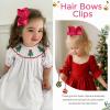 imageOAOLEER 2PCS 45inch Hair Bows for Girls Gold Sparkling Satin Alligator Clips Sparkling Ribbon Bow Hair Accessories for Girls Infants Toddlers Kids Teens Children GoldHot Pink