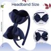 imageOAOLEER Grosgrain Bow Headband for Girls Navy Headband with 45 inch Bow for Toddlers Hair Band Accessories for Little Girls Kids Set of 2 Navy 45inchNavy