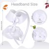 imageOAOLEER Grosgrain Bow Headband for Girls Navy Headband with 45 inch Bow for Toddlers Hair Band Accessories for Little Girls Kids Set of 2 Navy 45inchWhite