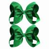 imageOAOLEER 2PCS 45inch Hair Bows for Girls Gold Sparkling Satin Alligator Clips Sparkling Ribbon Bow Hair Accessories for Girls Infants Toddlers Kids Teens Children GoldGreen