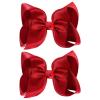 imageOAOLEER 2PCS 45inch Hair Bows for Girls Gold Sparkling Satin Alligator Clips Sparkling Ribbon Bow Hair Accessories for Girls Infants Toddlers Kids Teens Children GoldRed