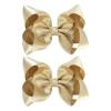 imageOAOLEER 2PCS 45inch Hair Bows for Girls Gold Sparkling Satin Alligator Clips Sparkling Ribbon Bow Hair Accessories for Girls Infants Toddlers Kids Teens Children GoldGold