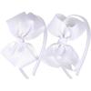 imageOAOLEER Grosgrain Bow Headband for Girls Navy Headband with 45 inch Bow for Toddlers Hair Band Accessories for Little Girls Kids Set of 2 Navy 45inchWhite