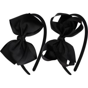 imageOAOLEER Grosgrain Bow Headband for Girls Navy Headband with 45 inch Bow for Toddlers Hair Band Accessories for Little Girls Kids Set of 2 Navy 45inchBlack