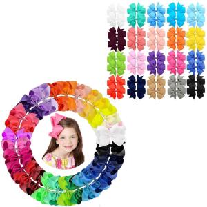 imageOaoleer 30 Colors 6 Inch Hair Bows Clips ampamp 40pcs 3 Inches hair bows Grosgrain Ribbon Bows Hair Alligator Clips Hair Barrettes Hair Accessories for Girls Toddler Infants Kids Teens Children