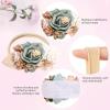 imageOAOLEER Baby Girl Floral Headbands Set 3pcs Flower Headbands Nylon Elastic Hair Band for Infant Newborn Toddler Hair AccessoriesFlower Headbands  2