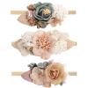 imageOAOLEER Baby Girl Floral Headbands Set 3pcs Flower Headbands Nylon Elastic Hair Band for Infant Newborn Toddler Hair AccessoriesFlower Headbands  2