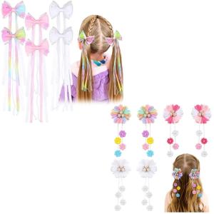 image12PCS Hair Bows for Girls Rainbows Hair Accessories with Alligator Clips for Kids Teen