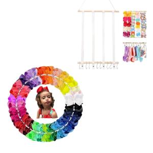 image30 Colors 4 Inch Hair BowsHair Bow Holder Organizer for GirlsHair Clips Headband Organizer Storage Unicorn Wall Hanging Home Decor for Girls Room