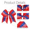 image16PCS 8quot Large Cheer Hair Bows Ponytail Holder Elastic Band Handmade for Cheerleading Teen Girls College Sports 16 Pcs Flag RedFlag Red
