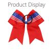 image16PCS 8quot Large Cheer Hair Bows Ponytail Holder Elastic Band Handmade for Cheerleading Teen Girls College Sports 16 Pcs Flag RedFlag Red
