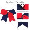 image16PCS 8quot Large Cheer Hair Bows Ponytail Holder Elastic Band Handmade for Cheerleading Teen Girls College Sports 16 Pcs Flag RedRedNavy