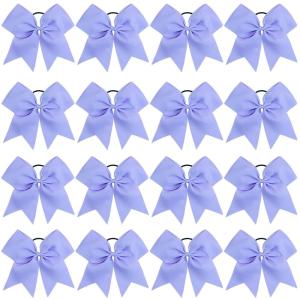 image16PCS 8quot Large Cheer Hair Bows Ponytail Holder Elastic Band Handmade for Cheerleading Teen Girls College Sports 16 Pcs Flag RedLight Purple