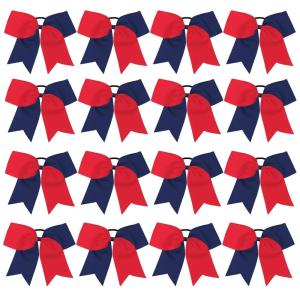 image16PCS 8quot Large Cheer Hair Bows Ponytail Holder Elastic Band Handmade for Cheerleading Teen Girls College Sports 16 Pcs Flag RedRedNavy