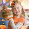 imageOAOLEER 4PCS Thanksgiving Day Hair Bow Clips Fall Orange Pumpkin Turkey Grosgrain Ribbon Alligator Bow Kids Girls Women Hair Accessories For Party SuppliesThanksgiving bows