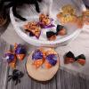 imageOAOLEER 4PCS Thanksgiving Day Hair Bow Clips Fall Orange Pumpkin Turkey Grosgrain Ribbon Alligator Bow Kids Girls Women Hair Accessories For Party SuppliesHalloweenOrange