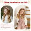imageOAOLEER Glitter Headband for Girls Red Sparkly Sequin Hair Bow Headband for Girls Toddler Kid Bow Head BandRedGold