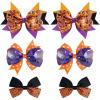 imageOAOLEER 4PCS Thanksgiving Day Hair Bow Clips Fall Orange Pumpkin Turkey Grosgrain Ribbon Alligator Bow Kids Girls Women Hair Accessories For Party SuppliesHalloweenOrange