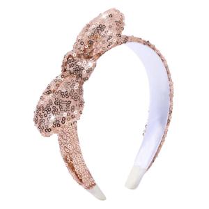 imageOAOLEER Glitter Headband for Girls Red Sparkly Sequin Hair Bow Headband for Girls Toddler Kid Bow Head BandRedGold