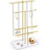 imageOAOLEER Jewelry Stand Holder OrganizerAcrylic Necklace OrganizerNecklace Holder Gold Jewelry Stand Displays with Hanging Storage for Necklace Bracelet Earrings Rings