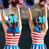 imageOaoleer 8inch Jumbo Large Cheer Bows Ponytail Holder Elastic Band Handmade Boutique Hair Accessories for Cheerleading Teen Girls College Women Sports 1PCS Royal BlueSky Blue