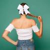imageOaoleer 8inch Jumbo Large Cheer Bows Ponytail Holder Elastic Band Handmade Boutique Hair Accessories for Cheerleading Teen Girls College Women Sports 1PCS Royal BlueWhite