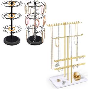 imageOAOLEER Jewelry Stand Holder Organizerbracelet holder displayNecklace Holder Gold Jewelry Stand Displays with Hanging Storage for Necklace Bracelet Earrings Rings