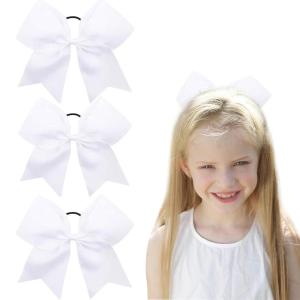 imageOaoleer 8inch Jumbo Large Cheer Bows Ponytail Holder Elastic Band Handmade Boutique Hair Accessories for Cheerleading Teen Girls College Women Sports 1PCS Royal BlueWhite
